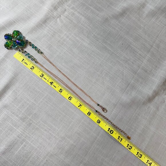 Vintage Ali Khan 80s Designer Sparkly Green Necklace - Picture 9 of 15